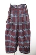 axes femme / タータンチェック柄サス付パンツ M ワイン Y-26-01-28-146-AX-PA-SZ-ZY