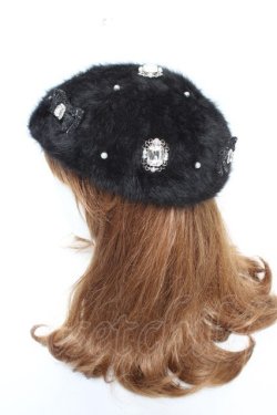 画像2: NOEMIE / シャギーツイードリボンベレー  黒 Y-26-01-28-016-LO-AC-SZ-ZY