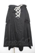 axes femme / フロント編上レース切替スカート M クロ Y-26-01-28-147-AX-SK-SZ-ZY