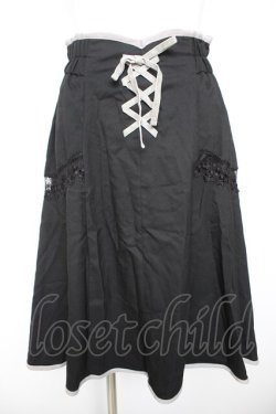 画像1: axes femme / フロント編上レース切替スカート M クロ Y-26-01-28-147-AX-SK-SZ-ZY