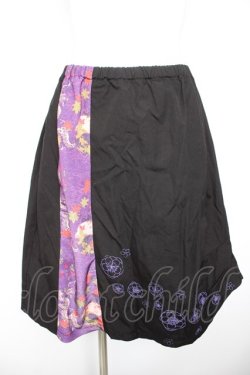 画像1: gouk / 和柄切り替えスカート  黒 Y-26-01-28-149-GO-SK-SZ-ZY
