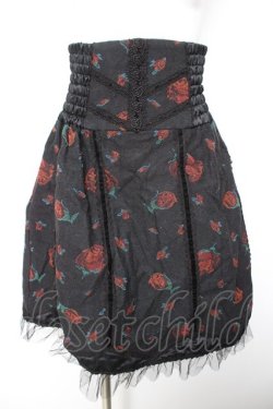 画像1: axes femme NOSTALGIE / バラゴブランハイウエストスカート M 黒 Y-26-01-28-152-AX-SK-SZ-ZT027