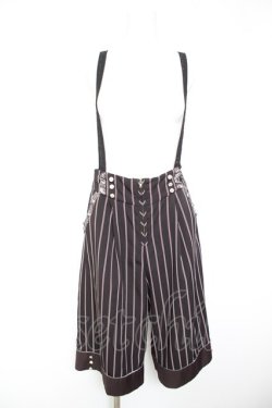 画像1: axes femme POETIQUE / サス付ハーフワイドパンツ M 黒 Y-26-01-28-154-AX-PA-SZ-ZY