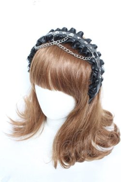 画像1: NOEMIE / フリルスタッズチェーンカチューシャ  黒 Y-26-01-28-021-LO-AC-SZ-ZY