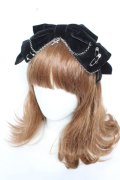 NOEMIE / ベロアリボンクロスチェーンカチューシャ  黒 Y-26-01-28-022-LO-AC-SZ-ZY