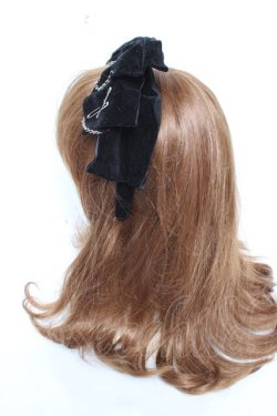 画像2: NOEMIE / ベロアリボンクロスチェーンカチューシャ  黒 Y-26-01-28-022-LO-AC-SZ-ZY