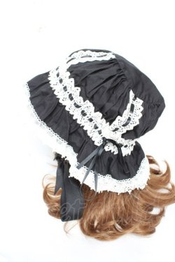 画像2: ALICE and the PIRATES / フリルメイドキャップ  黒×白 Y-26-01-28-026-PA-AC-SZ-ZY