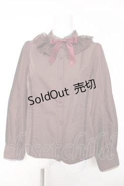 画像1: axes femme kawaii / チュールレース衿ブラウス M 茶 Y-26-01-28-029-AX-BL-SZ-ZY