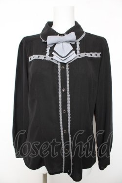 画像1: axes femme POETIQUE / タイ付きブラウス M 黒 Y-26-01-28-030-AX-BL-SZ-ZY