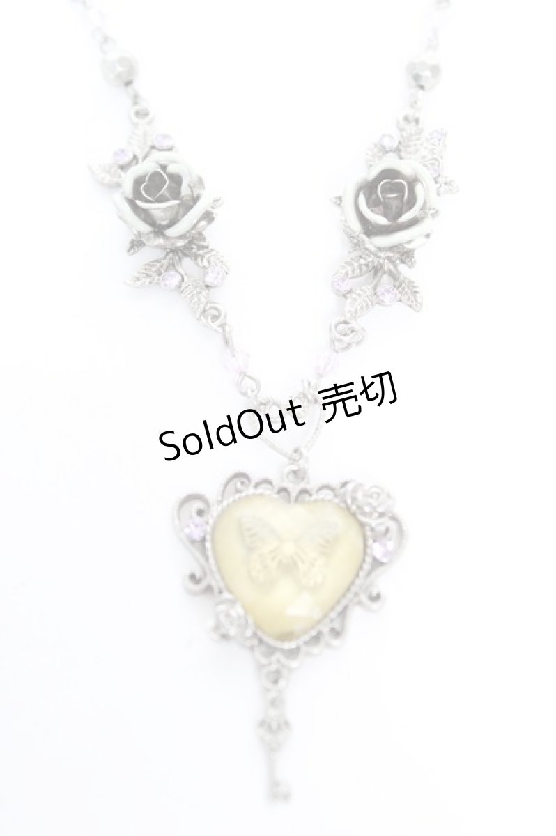 画像1: axes femme / 蝶×ローズネックレス  シルバー Y-26-01-28-005-AX-AC-SZ-ZT639-F002 (1)