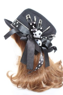 画像1: T.KUNITOMO / デコレーションハット  黒 Y-26-01-31-038-GO-AC-SZ-ZY