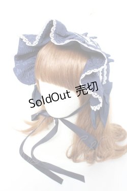 画像1: axes femme kawaii / メアリーハーフボンネット  紺 Y-26-01-31-040-AX-AC-SZ-ZY