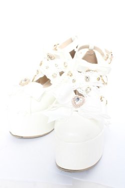 画像1: LIZ LISA / クロスストラップリボンパンプス M 白 Y-26-01-31-043-LO-SH-SZ-ZY