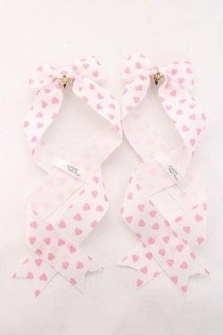 画像1: LOTUS ribbon / ツインテールリボンバレッタ  白×ピンク Y-26-01-31-006-EL-ZA-SZ-ZY