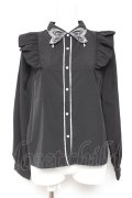axes femme POETIQUE / バタフライ刺繍襟ブラウス M 黒 Y-26-01-31-047-AX-BL-SZ-ZY