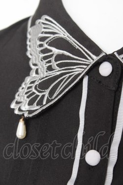 画像3: axes femme POETIQUE / バタフライ刺繍襟ブラウス M 黒 Y-26-01-31-047-AX-BL-SZ-ZY