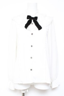 画像1: axes femme kawaii / レースフリル長袖ブラウス M 白 Y-26-01-31-048-AX-BL-SZ-ZY