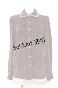 画像1: axes femme / ハートリボン刺繍ブラウス L 茶 Y-26-01-31-055-AX-BL-SZ-ZY