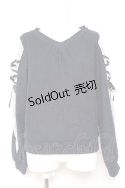 画像1: axes femme / 袖レースアップデザインプルオーバー F 紺 Y-26-01-31-057-AX-TO-SZ-ZY