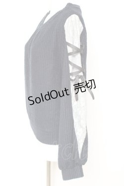 画像2: axes femme / 袖レースアップデザインプルオーバー F 紺 Y-26-01-31-057-AX-TO-SZ-ZY