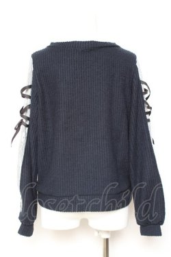 画像3: axes femme / 袖レースアップデザインプルオーバー F 紺 Y-26-01-31-057-AX-TO-SZ-ZY