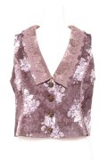 axes femme / グランブーケ柄レース襟ベスト F Dブラウン Y-26-01-31-058-AX-TO-SZ-ZY