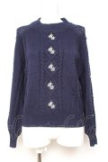 axes femme / 花刺繍ボトルネックニットプルオーバー M 紺 Y-26-01-31-060-AX-TO-SZ-ZY