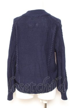 画像3: axes femme / 花刺繍ボトルネックニットプルオーバー M 紺 Y-26-01-31-060-AX-TO-SZ-ZY