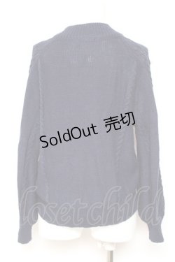 画像3: axes femme / 花刺繍ボトルネックニットプルオーバー M 紺 Y-26-01-31-060-AX-TO-SZ-ZY