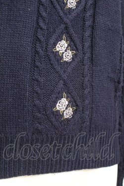 画像4: axes femme / 花刺繍ボトルネックニットプルオーバー M 紺 Y-26-01-31-060-AX-TO-SZ-ZY