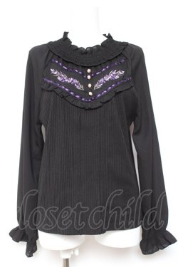 画像1: axes femme / フラワー刺繍プルオーバー M 黒 Y-26-01-31-062-AX-TO-SZ-ZY