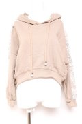 axes femme / 袖レース裏毛パーカー M ベージュ Y-26-01-31-063-AX-TO-SZ-ZY