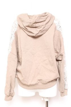 画像2: axes femme / 袖レース裏毛パーカー M ベージュ Y-26-01-31-063-AX-TO-SZ-ZT023