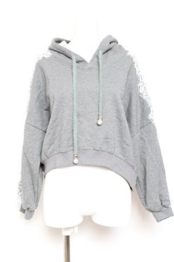 画像1: axes femme / 袖レース裏毛パーカー M 杢グレー Y-26-01-31-064-AX-TO-SZ-ZY