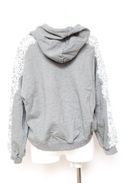 画像2: axes femme / 袖レース裏毛パーカー M 杢グレー Y-26-01-31-064-AX-TO-SZ-ZY