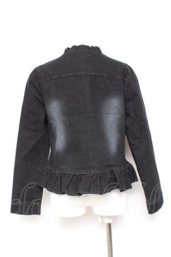 画像2: axes femme NOSTALGIE / フリルネックデニムジャケット F 黒 Y-26-01-31-066-AX-JA-SZ-ZY