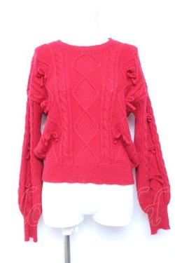 画像1: merry jenny / リボンいっぱいニット  赤 Y-26-01-31-069-LO-TO-SZ-ZY