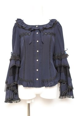画像1: Hoshibako Works / ベル・エピヌ　ブラウス  ネイビー Y-26-01-31-073-LO-BL-SZ-ZY