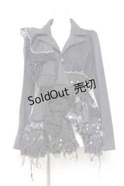 画像1: hEVEN / スカルデザインフリル変形ジャケット  黒 Y-26-01-31-075-HN-JA-SZ-ZY