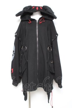 画像1: Gamchu / Gamchu × Faputa motif Zip-up hoodie F ブラック×レッド Y-26-01-31-077-PU-TO-SZ-ZY