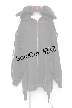 画像1: Gamchu / Gamchu × Faputa motif Zip-up hoodie F ブラック×レッド Y-26-01-31-077-PU-TO-SZ-ZY