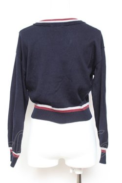 画像2: axes femme POETIQUE / ラインデザインカーディガン M 紺 Y-26-01-31-079-AX-TO-SZ-ZT062