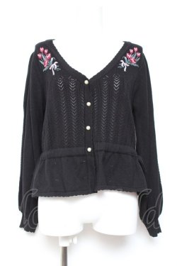 画像1: axes femme POETIQUE / チューリップニットカーディガン M 黒 Y-26-01-31-080-AX-TO-SZ-ZY