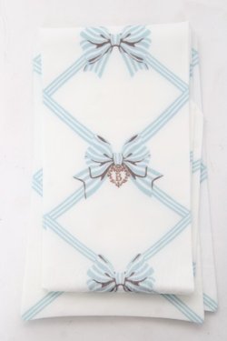 画像1: BABY, THE STARS SHINE BRIGHT / リボン柄プリントオーバーニーソックス  オフ白×ミント Y-26-01-31-017-BA-ZA-SZ-ZY