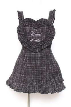 画像1: Ank Rouge / ハートエプロンツイードSETUP M 黒 Y-26-01-31-095-CA-OP-SZ-ZY