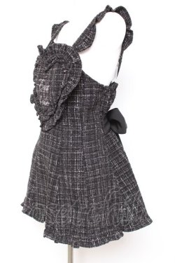 画像2: Ank Rouge / ハートエプロンツイードSETUP M 黒 Y-26-01-31-095-CA-OP-SZ-ZY