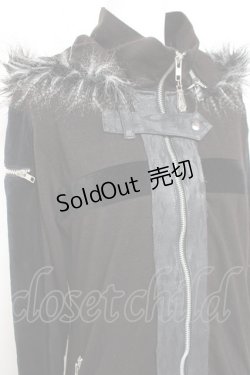 画像4: Sixh / ベロア切替ファーフードパーカー  黒 Y-26-01-31-096-HN-TO-SZ-ZY
