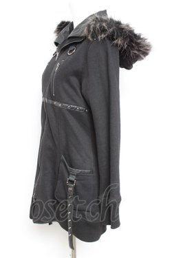 画像2: SEX POT ReVeNGe / レザーベルトデザインファーフードパーカー M 黒 Y-26-01-31-097-SP-TO-SZ-ZY