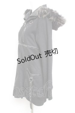 画像2: SEX POT ReVeNGe / レザーベルトデザインファーフードパーカー M 黒 Y-26-01-31-097-SP-TO-SZ-ZT0205P