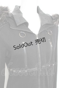 画像4: SEX POT ReVeNGe / レザーベルトデザインファーフードパーカー M 黒 Y-26-01-31-097-SP-TO-SZ-ZT0205P